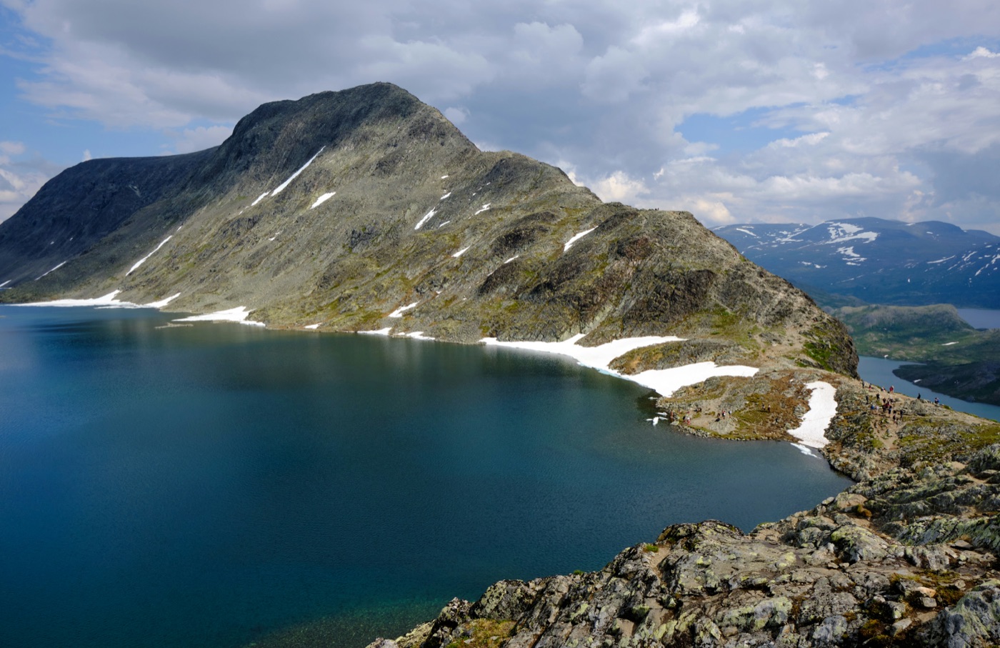 Dramatic mountain ridge trail in Jotunheimen